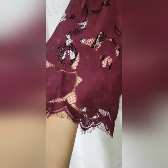1.State Womens Lace One Shoulder Blouse  - Burgundy NWT SIZE S - Picture 5 of 12